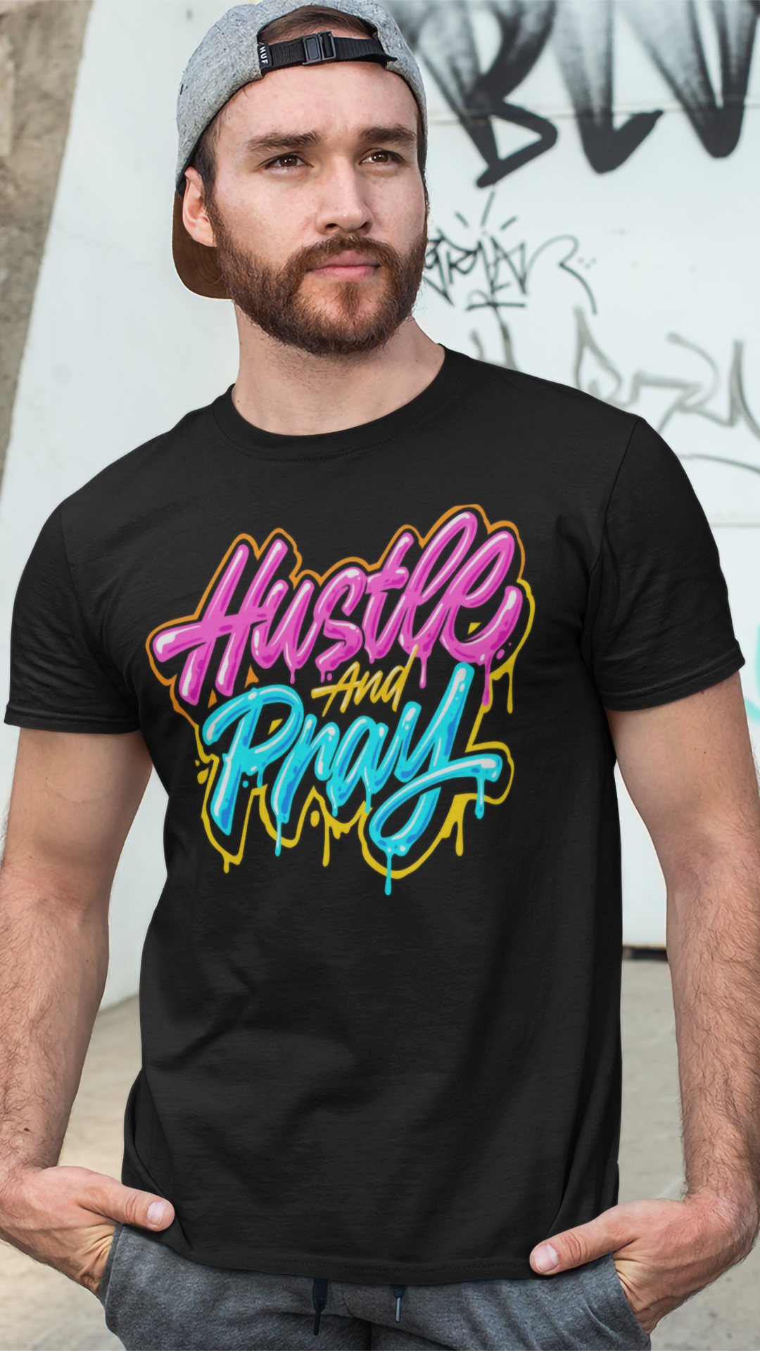 graffiti gear Hustle and Pray Graffiti" tee – Ghuraba Gear