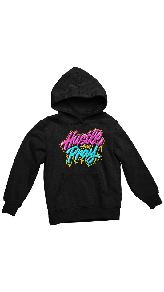 "Hustle and Pray Graffiti" youth hoodie