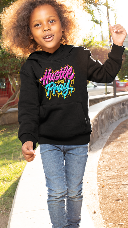 "Hustle and Pray Graffiti" youth hoodie